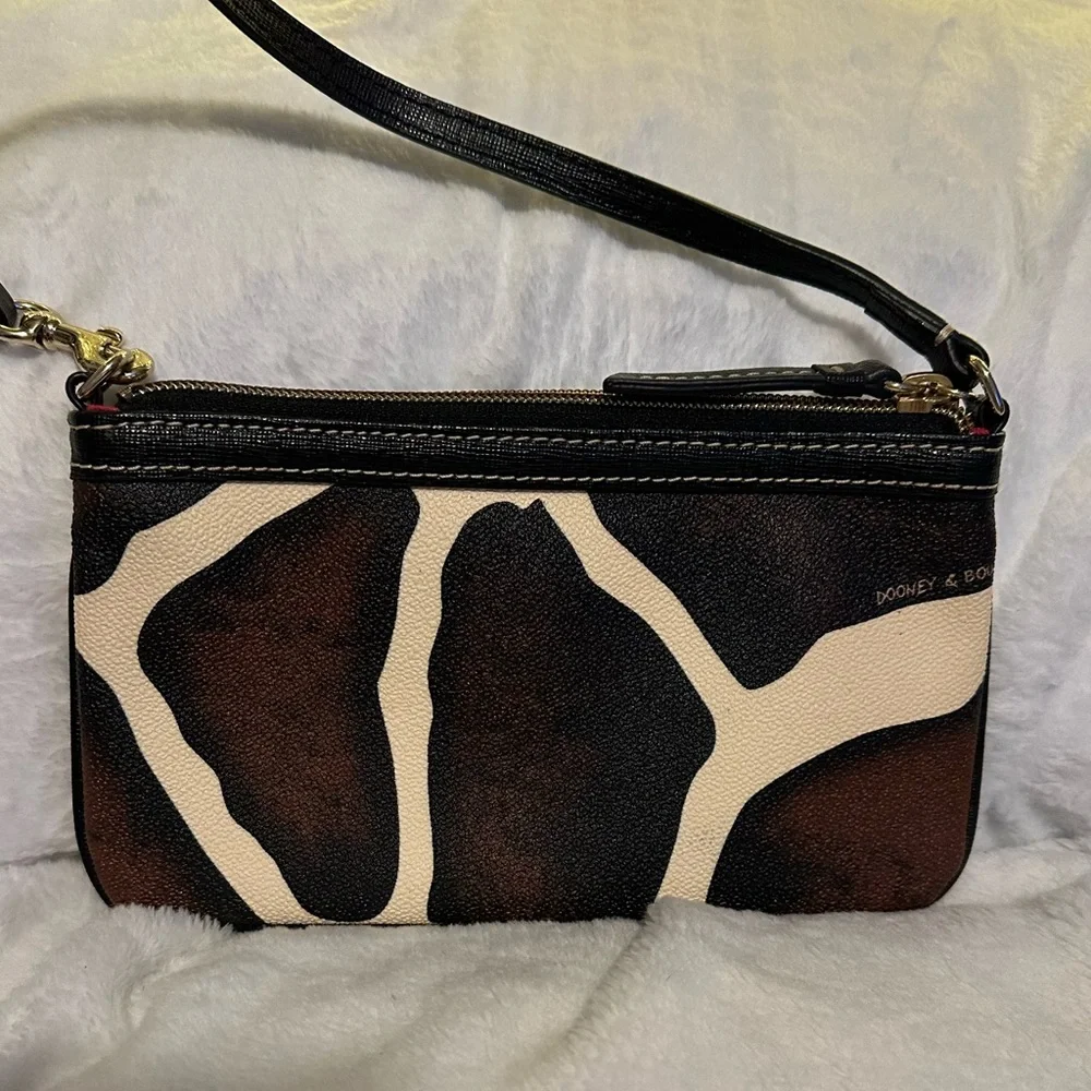 Dooney & Bourke Brown and Cream Giraffe Print Wristlet